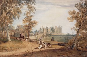 Front północno-zachodni, Cassiobury, z psami i myśliwymi, autorstwa Joseph Mallord William Turner