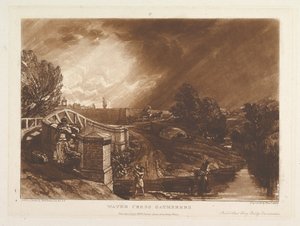 Zbieracze rzeżuchy wodnej, most promowy na czele torów, Twickenham Liber Studiorum, pa…, 1 stycznia 1819 r. autorstwa Joseph Mallord William Turner
