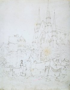 Zachodnie okno, katedra w Worcester (ołówek na białym papierze) autorstwa Joseph Mallord William Turner