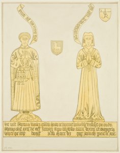 Mosiądz Thomasa Rowleya i żony w nawie środkowej kościoła św. Jana (akwarela na papierze) autorstwa Joseph Manning