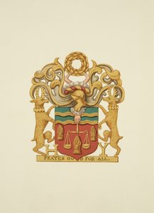 Herb piekarzy z napisem „H.Y”. i „Modli się do Boga za wszystkich”, c.1830 (ołówek i akwarela na papierze)