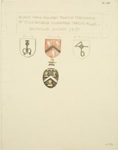Herby na grobie Framptona [Frampton] 1357 (ołówek i akwarela na papierze) autorstwa Joseph Manning