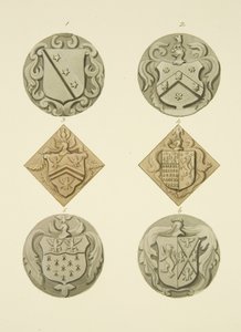Herby na nagrobkach w kościele św. Tomasza (akwarela na papierze) autorstwa Joseph Manning