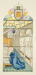 Detale witrażu z kościoła św. Marka, tworzące scenę z życia Matki Boskiej (akwarela na papierze) autorstwa Joseph Manning