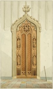 Drzwi wykonane przez Clarke, po obu stronach ołtarza św. Marka (akwarela na papierze) autorstwa Joseph Manning