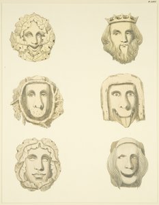 Kamienie pachwinowe (bossowie) w suficie kościoła Redcliffe (akwarela na papierze) autorstwa Joseph Manning