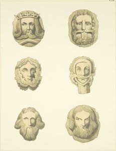 Kamienie pachwinowe (bossowie) w suficie kościoła Redcliffe (akwarela na papierze) autorstwa Joseph Manning