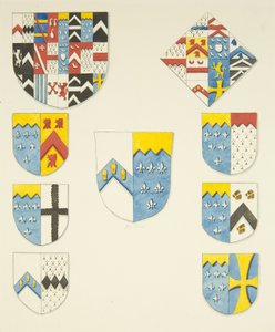 Herb heraldyczny na pomniku Newtona w katedrze w Bristolu (akwarela na papierze) autorstwa Joseph Manning