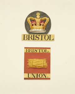 Odznaki domów lub znaki ogniowe Bristol Crown i Bristol Union Fire Offices autorstwa Joseph Manning