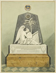 Pomnik w kościele św. Pawła (ołówek i akwarela na papierze) autorstwa Joseph Manning