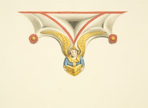 Jeden z wierzchołków grobowca Canynges w St Mary Redcliffe (akwarela na papierze) autorstwa Joseph Manning