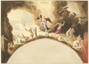 Obraz znaleziony nad drzwiami w ekranie pod chórem katedry w Bristolu (akwarela na papierze) autorstwa Joseph Manning