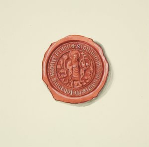 Pieczęć przedstawiająca św. Jana Chrzciciela (być może Merchant Taylors), ok. 1825 (ołówek i akwarela na papierze)