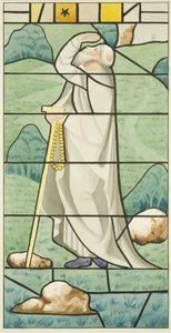 Witraż w kościele Św. Marka - Św. Antoni (akwarela na papierze) autorstwa Joseph Manning