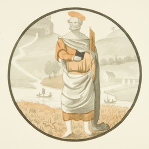 Witraż w kościele św. Marka - święty (akwarela na papierze) autorstwa Joseph Manning