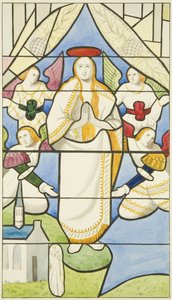Witraż w kościele św. Marka - Wniebowzięcie NMP (akwarela na papierze) autorstwa Joseph Manning