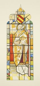 Witraż w kościele św. Marka ze św. Cuthbertem (akwarela na papierze) autorstwa Joseph Manning