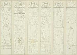 Witraż w oknie ołtarza św. Marka (ołówek na papierze) autorstwa Joseph Manning