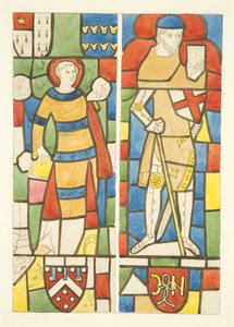 Witraże w oknach północnych i południowych chóru katedry w Bristolu (akwarela na papierze) autorstwa Joseph Manning