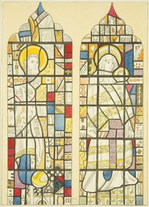 Witraż w południowym oknie transeptu południowego St Mary Redcliffe (akwarela na papierze) autorstwa Joseph Manning