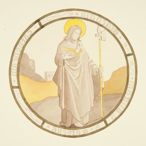 Witraż w oknie prywatnej kaplicy Pałacu Biskupiego: Św. Mateusz (akwarela na papierze) autorstwa Joseph Manning