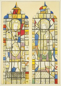 Witraż w oknie nad pomnikiem Canynges w St Mary Redcliffe (akwarela na papierze) autorstwa Joseph Manning