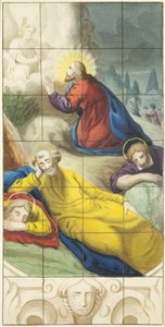 Witraż na wschodnim krańcu północnej nawy katedry w Bristolu przedstawiający Chrystusa w ogrodzie w agonii (akwarela na papierze) autorstwa Joseph Manning