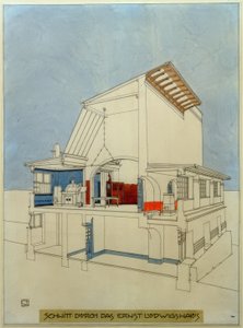 Przekrój przez Ernst-Ludwigs-Haus