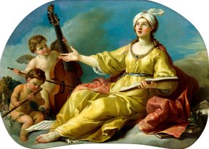 Personifikacja muzyki, śpiew z Putti grającym na altówce i flecie, 1758