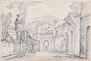 Ulica rzymska z Monte Cavo w oddali autorstwa Joseph Marie Vien