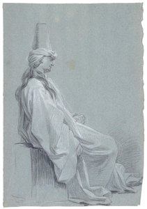 Młody mężczyzna siedzący w orientalnym stroju autorstwa Joseph Marie Vien