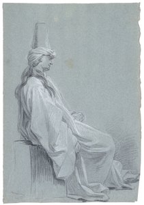 Młodzieniec siedzący w stroju orientalnym, 1748 (kreda na papierze kładzionym) autorstwa Joseph Marie Vien