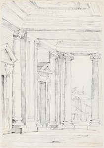 Portyk Palazzo Nuovo, na Campidoglio autorstwa Joseph Marie Vien