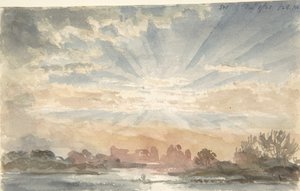 Krajobraz z wschodzącym słońcem, 1 grudnia 1828, 8:30, 1828. autorstwa Joseph Michael Gandy
