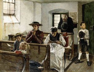 Rodzina w modlitwie autorstwa Joseph Molitor Von Muhlfeld