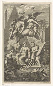 Herkules koronowany przez Wiktorię PŁYTA CD. Bruyns Reysen (tytuł na obiekcie) Strona tytułowa dla: Cornelis de Bruyn, Reizen, 1698 autorstwa Joseph Mulder
