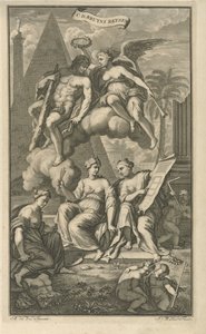 Herkules koronowany przez Wiktorię Strona tytułowa dla: Cornelis de Bruyn, Podróże Cornelisa de Bruyna przez najsłynniejsze zakątki Azji Mniejszej, 1698 autorstwa Joseph Mulder
