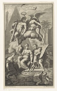 Herkules koronowany przez Wiktorię Voyage de C. le brun (tytuł na obiekcie) Strona tytułowa dla: Cornelis de Bruyn, Voyage au Levant, 1700 autorstwa Joseph Mulder