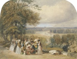 Piknik na Richmond Hill (wc z kolorem ciała i gumą na papierze)