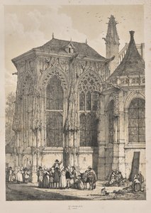 Architektura średniowiecza: St. Jacques, Dieppe, East End, Exterior autorstwa Joseph Nash