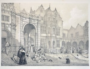 Holland House w Kensington, Londyn, ilustracja z The Mansion w Anglii w dawnych czasach, Joseph Nash autorstwa Joseph Nash
