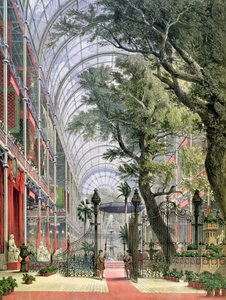 Widok wnętrza Crystal Palace, Hyde Park, przedstawiający otwarcie Wielkiej Wystawy w 1851 r.