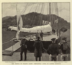 Jacht Księcia Walii Britannia leżący w porcie w Cannes autorstwa Joseph Nash