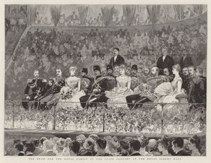 Szach i rodzina królewska na koncercie państwowym w Royal Albert Hall autorstwa Joseph Nash