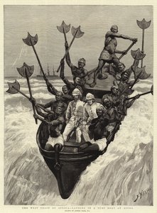 Zachodnie wybrzeże Afryki, lądowanie w łodzi surfingowej w Akrze autorstwa Joseph Nash