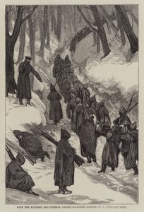 Z Rosjanami i generałem Rauchem, ciągnąc armaty po stromej górze. autorstwa Joseph Nash