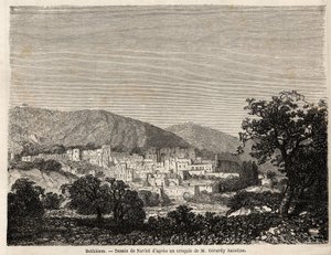 Widok Betlejem, rysunek Joseph Navlet (1821-1889), ilustrujący podróż Bidy do Palestyny ​​w 1856 r. Grawer w „”Le tour du monde, nouveau journal des voyages””Paryż