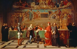 Galileo Galilei (1564-1642) przed członkami Świętego Oficjum w Watykanie w 1633, 1847