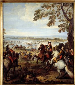 Przejście Renu przez Armee Ludwika XIV (1638-1715), Obraz Tholhuis autorstwa Josepha Parrocela (1646-1704) Słońce. 2,34x1,64 m²