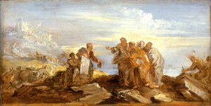 Scena z historii starożytnej, ok. 1680-90 (olej na papierze na płótnie)